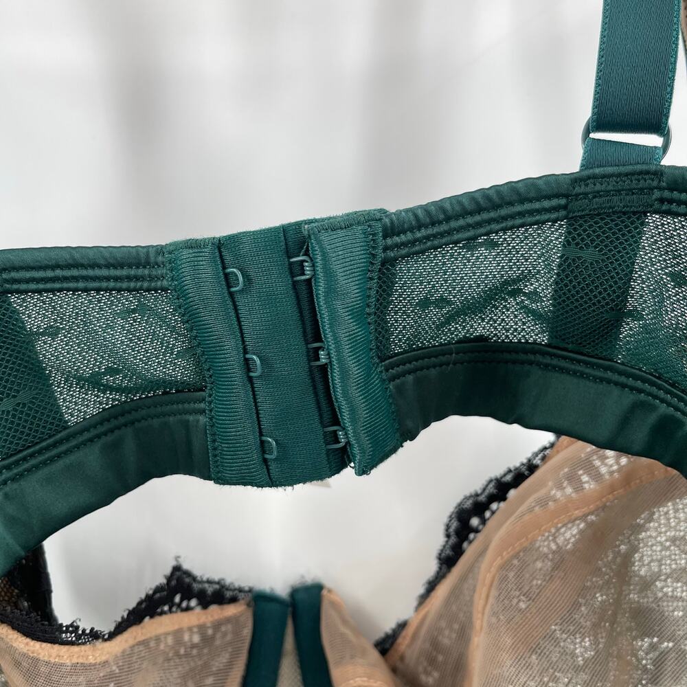 ADORE ME Bra Size 42C Teal Black Mesh Lace Curvy Adjustable Straps Intimates - Picture 8 of 15